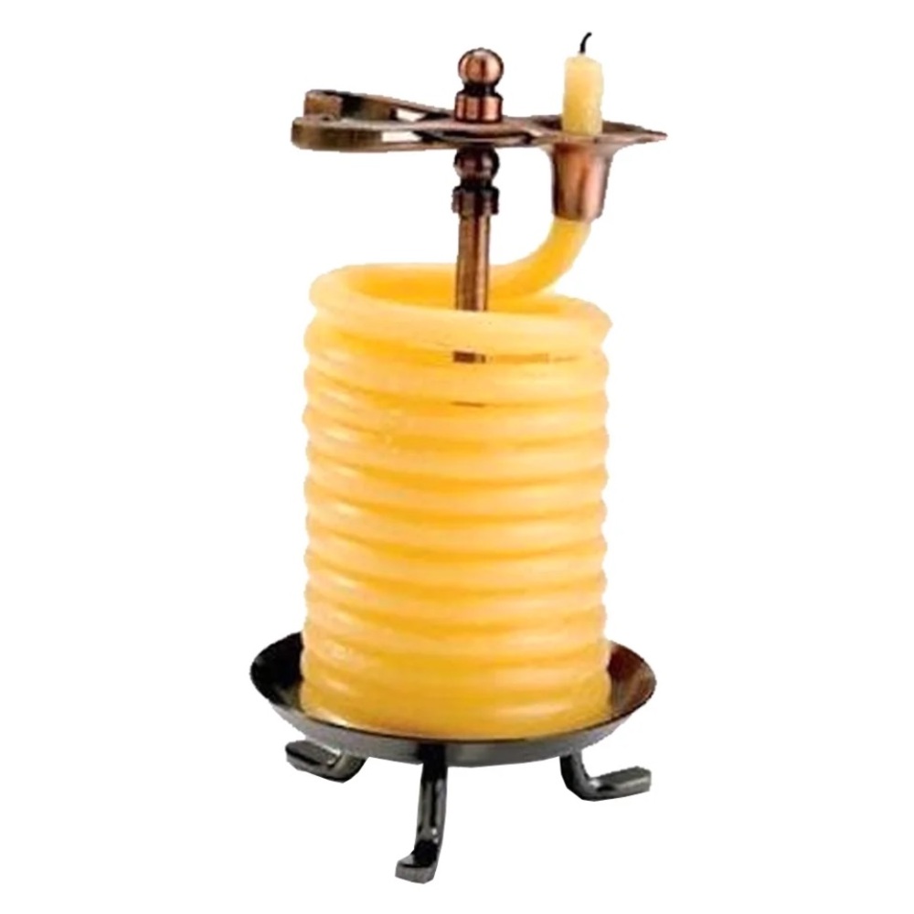 Bees wax Yellow Coil 48 hour Candle with Holder